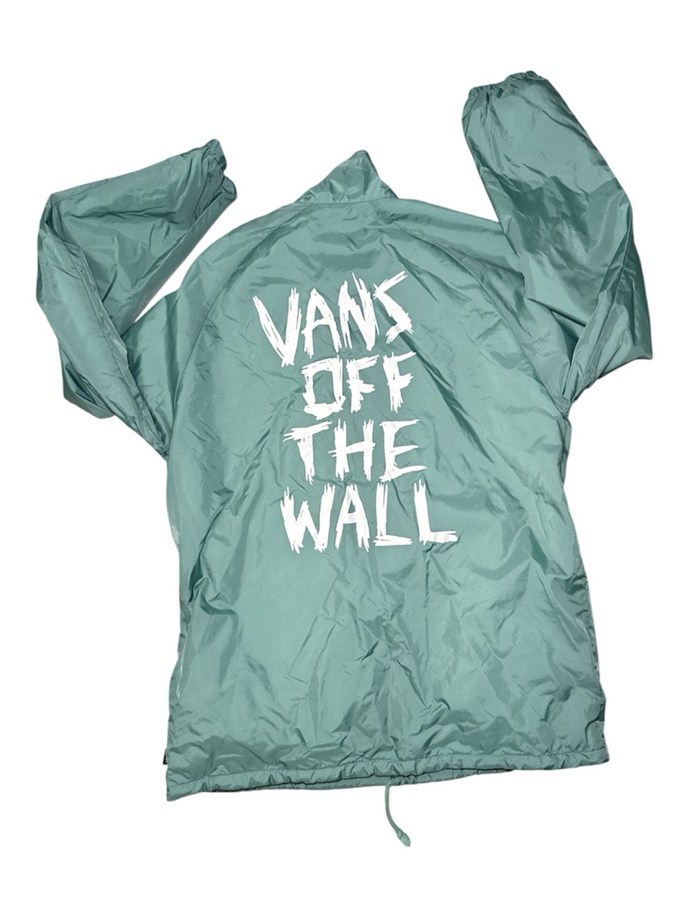 Vans "Off The Wall" Windbreaker Jacket Large Button Snap Green